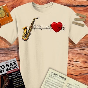 Saxophone T-Shirt for Saxophone Player, Funny Saxophone Shirt, Saxophone Heart Music Shirt, Saxophone Lover Shirt, Saxophone Gifts, Musician