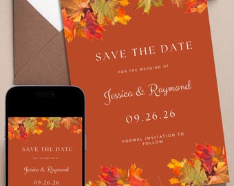 Fall Save the Date Template 2026 | Earthy and Organic Tone Wedding (Digital Download)