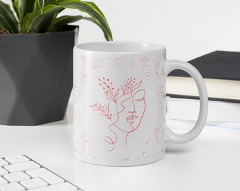 Lady Face Line Art Ceramic Mug | Mother's Day Gift | Daugther Mug