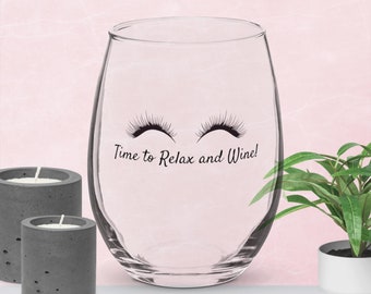 Time to Relax Wine Glass: Stemless Bachelorette Gift