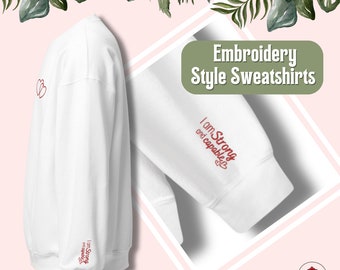 Positive Affirmation Heart Sweatshirt: Mental Health Embroidery Style