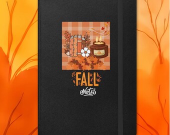Cozy Autumn Hardcover Journal, Pumpkin Candle Fall Notes Notebook, Lined Sketch Stationery