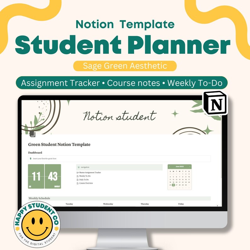 Notion Student Planner Assignment Tracker - Etsy