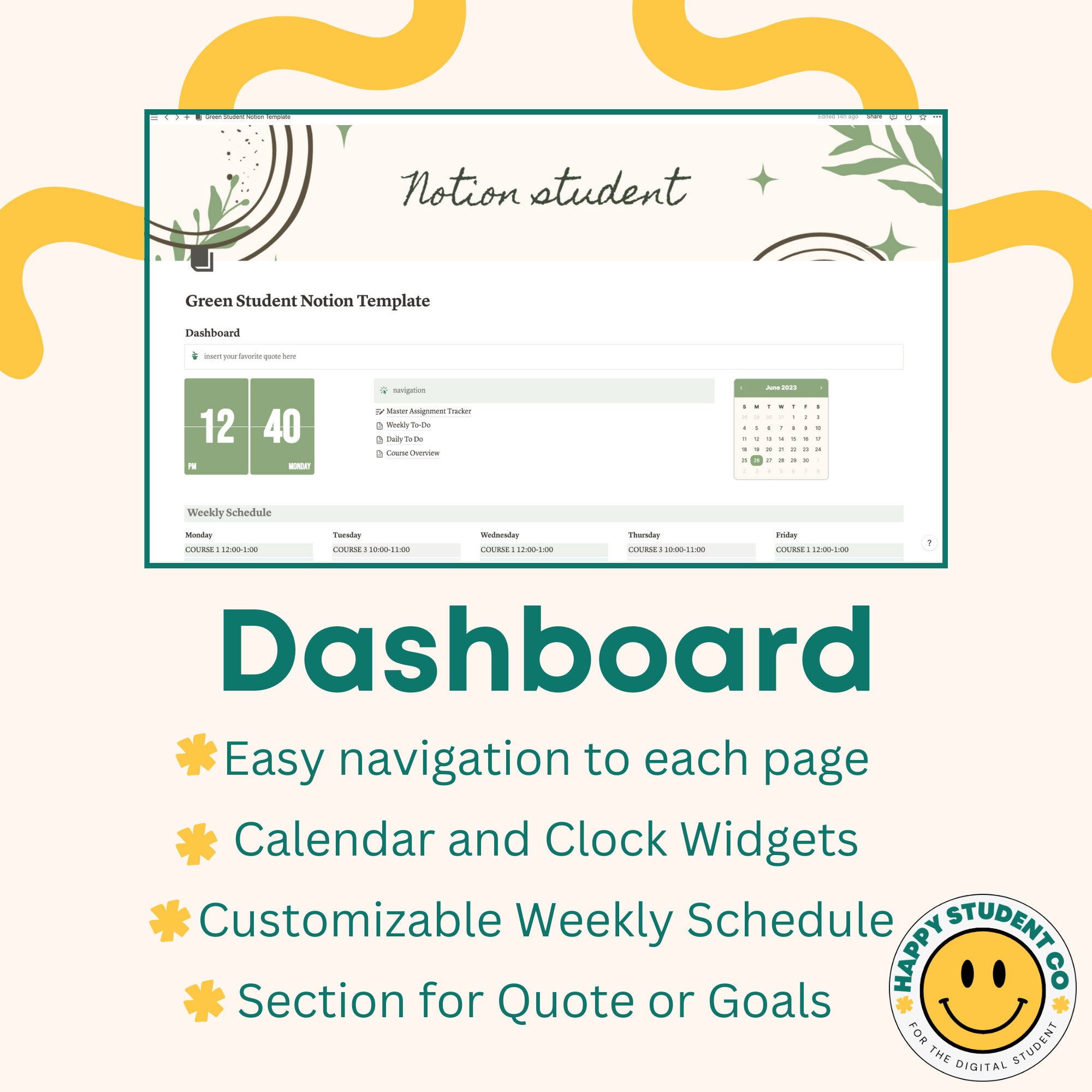 Notion Student Planner Assignment Tracker - Etsy