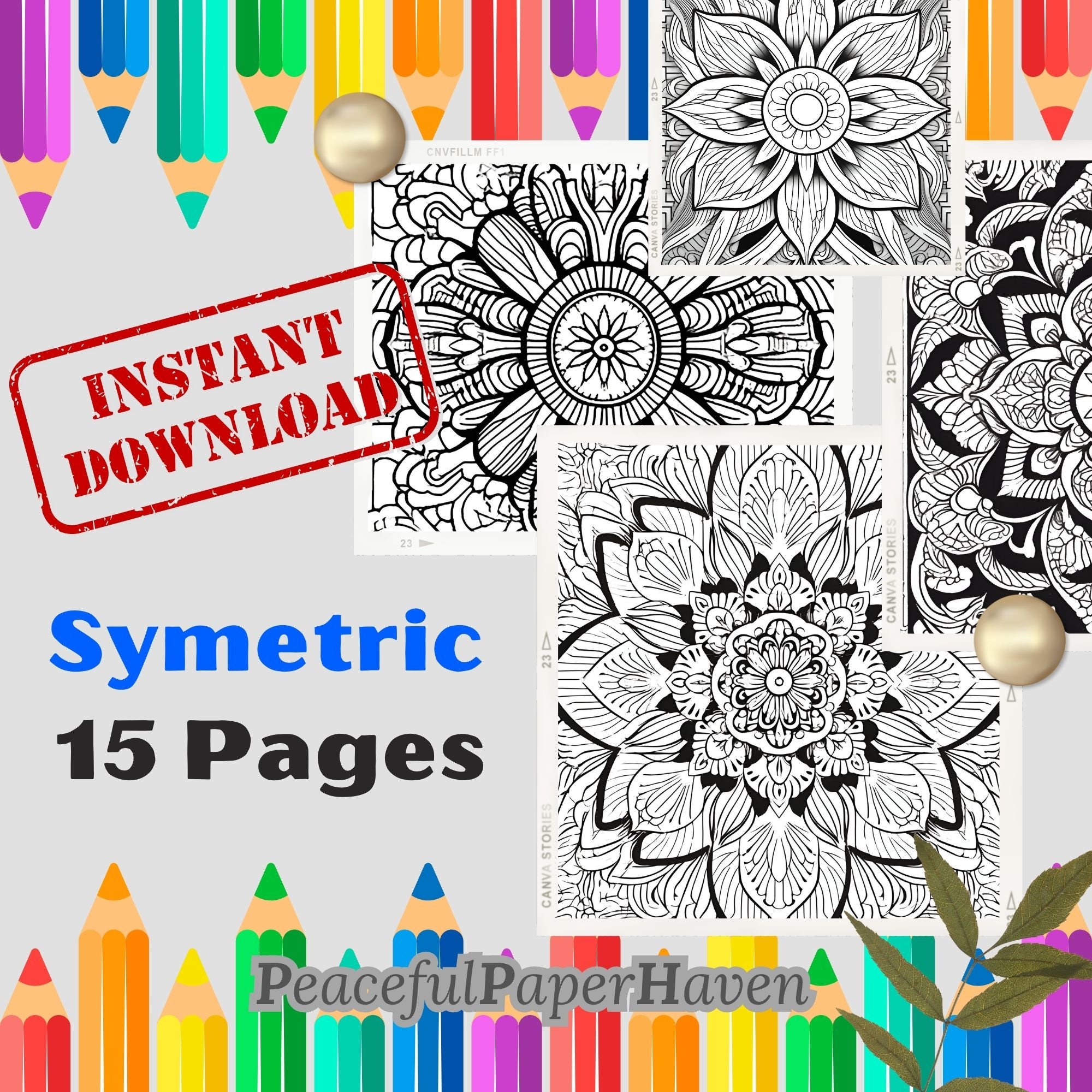 Symetric: Coloring Pages for Adults Digital Files for - Etsy