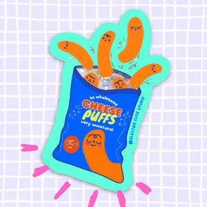 CHEESE PUFF GLITTER Sticker - so wholesome very unnatural