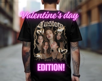 San Valentino, Bootleg Rap Tee personalizzato, camicia personalizzata vintage, camicia fidanzato, regalo personalizzato dal design, maglietta grafica vintage