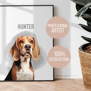 Gepersonaliseerd huisdierportret van foto, aangepaste huisdierafdrukken, cartoon huisdierportret, hondenliefhebber cadeau, digitaal schilderen | 46