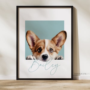 Peekaboo Personalized Pet Portrait Custom Pet Prints, Cartoon Pet Portrait  Dog Lover Gift, Custom Digital Painting | 56