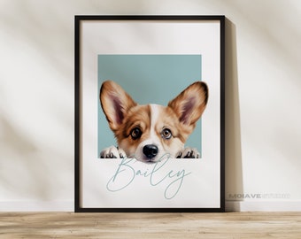 Peekaboo Personalized Pet Portrait Custom Pet Prints, Cartoon Pet Portrait  Dog Lover Gift, Custom Digital Painting | 56