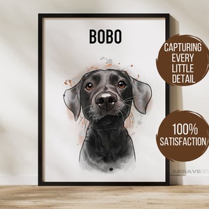 Personalized Watercolor Pet Portrait Custom Pet Prints, Cartoon Pet Portrait  Dog Lover Gift, Custom Digital Painting | 65