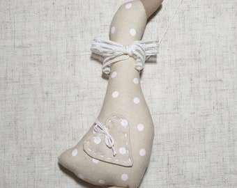hanging fabric goose, fabric goose for handle, padded duck goose, shabby chic decorative goose to hang for door