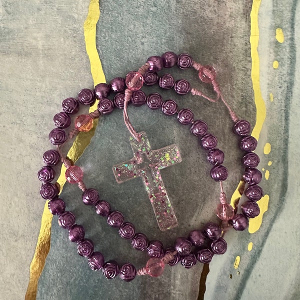 Advent Rosary (purple rose & pink)