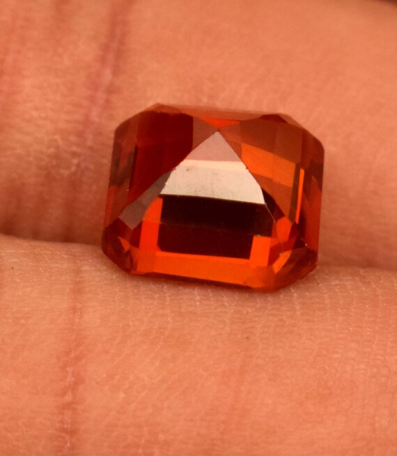 Pierre Saphir Orange Naturel - Taillée Carrée - 9 Carats - Certifiée - Inde