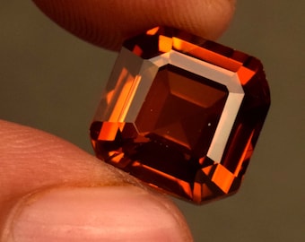 Ceylon Hessonite Garnet Gemstone Square Emerald Cut 7.60 Ct Certified Loose Gemstone For Ring