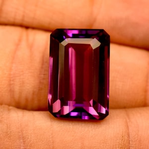 Lab Grown Certified Purple Ametrine Emerald Cut 16.10 Ct Loose Gemstone For Ring