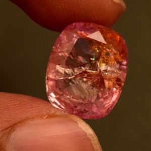 Bio Orange Padparadscha Sapphire Hard Corundum Sapphire Peach Pink Certified 12.25 Ct Cushion Cut Loose Gemstone For Ring image 2