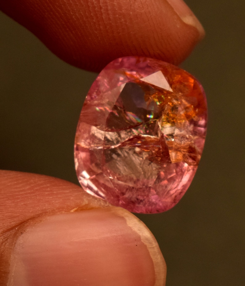 Bio Orange Padparadscha Sapphire Hard Corundum Sapphire Peach Pink Certified 12.25 Ct Cushion Cut Loose Gemstone For Ring image 2