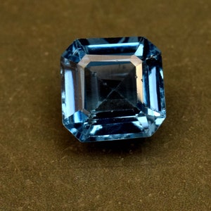 Top Blue Topaz Gemstone Certified 6.30 Ct Square Emerald Cut Loose Gemstone From Brazil