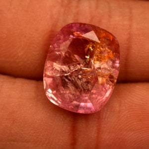 Bio Orange Padparadscha Sapphire Hard Corundum Sapphire Peach Pink Certified 12.25 Ct Cushion Cut Loose Gemstone For Ring image 3