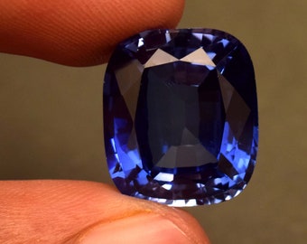 Saphir bleu de Ceylan de qualité supérieure, 20,00 carats, pierre précieuse certifiée taille coussin du SRI LANKA