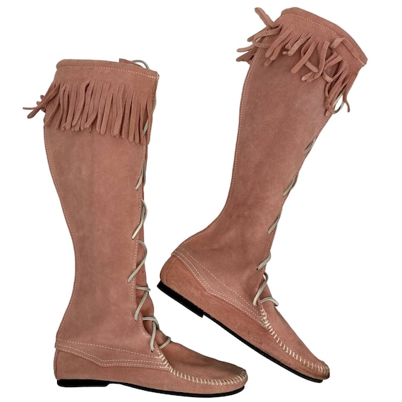 Knee high moccasins womens deals
