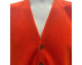 1960s Wool Cardigan Sweater in Orange Alpaca / Men's Large