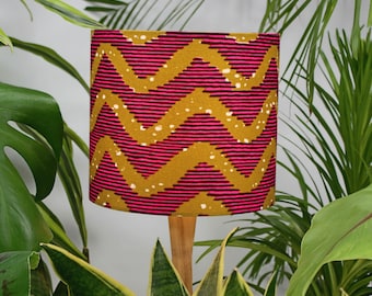 Pink & Yellow Waves African Lampshade for Table Lamp, Floor Lamp or Ceiling Pendant