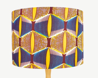 Blue & Yellow African Lampshade for Table Lamp, Floor Lamp or Ceiling Pendant