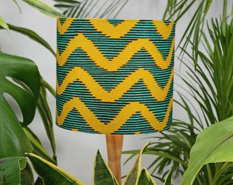 Gelb & Grün Wellen Afrikanischer Lampenschirm für Tischlampe, Stehlampe oder Deckenanhänger