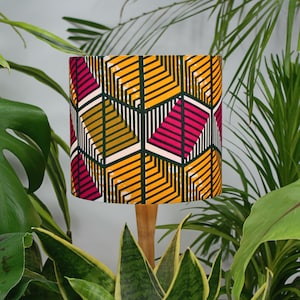 Yellow & Pink Geometric African Lampshade for Table Lamp, Floor Lamp or Ceiling Pendant