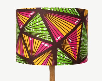 Pink, Yellow & Green Geometric African Lampshade for Table Lamp, Floor Lamp or Ceiling Pendant