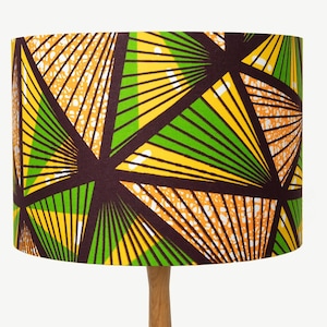 Yellow & Green Geometric African Lampshade for Table Lamp, Floor Lamp or Ceiling Pendant