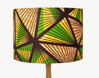 Gele en groene geometrische Afrikaanse lampenkap voor tafellamp, vloerlamp of plafondhanger