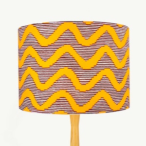 Yellow & White Waves African Lampshade for Table Lamp, Floor Lamp or Ceiling Pendant