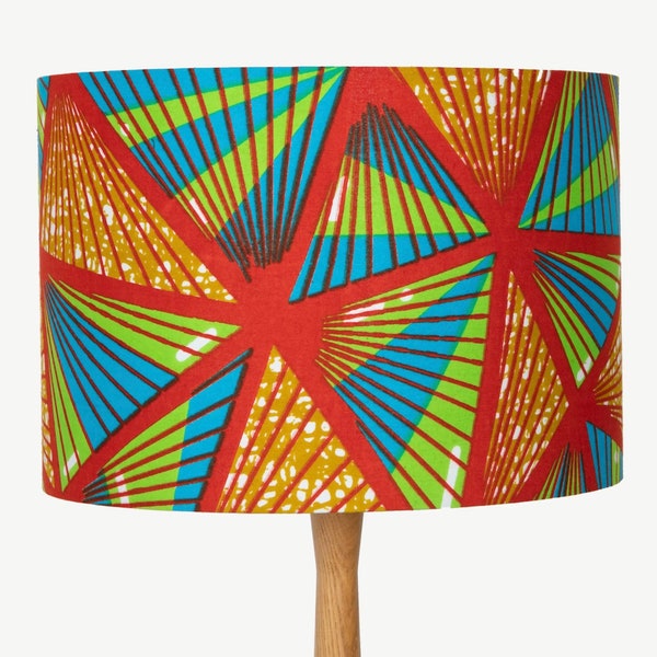 Rode, groene en blauwe geometrische Afrikaanse lampenkap voor tafellamp, vloerlamp of plafondhanger