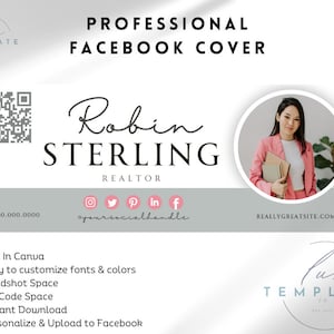 Elegant Customizable Facebook Cover Canva Template with QR Code