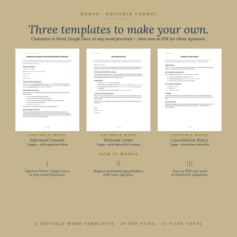 Private Practice Starter Kit | 12 Documents + 3 Editable Templates ...
