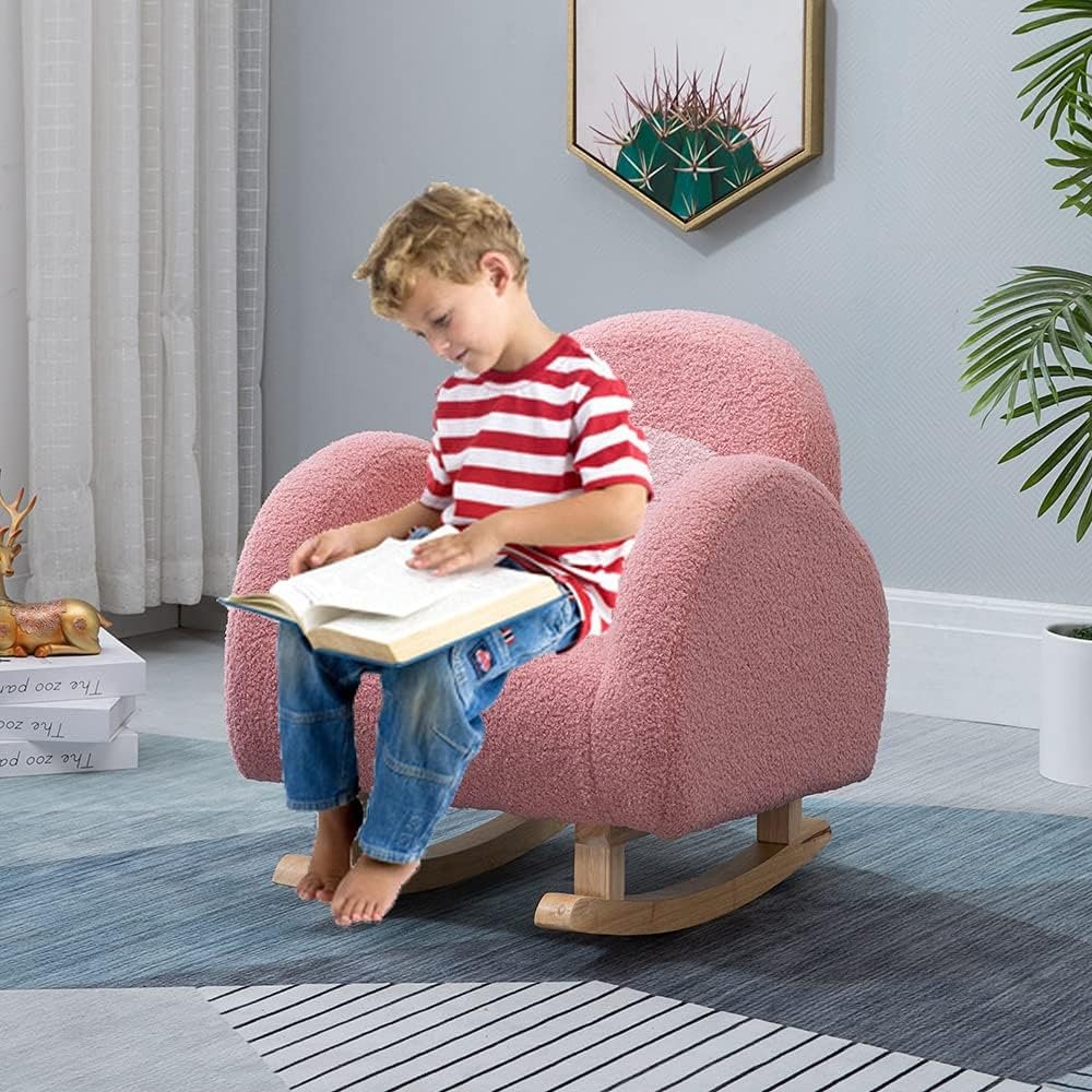 Kids Wooden Rocking Toddler Arm Chair Fluffy Cover for Baby Etsy UK