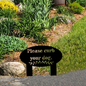 Dog Waste Sign: Metal Yard Stake - Curb Your Dog