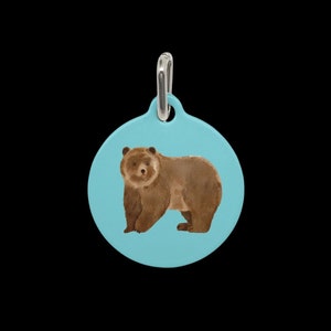 Bear Dog ID Tag, Bear Dog Tag, Bear, Brown Bear, Cat Tag with Bear, Bear Pet ID Tag, Grizzly