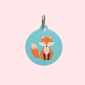 Médaille pour chien renard, Foxy, médaille pour chat, médaille en métal pour animal de compagnie avec anneau, médaille d'identification pour chien renard, carte d'identité pour chien en métal, médaille d'identification pour chat en métal, renard roux, renard intelligent