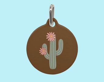 Saguaro Cactus Pet ID Tag: Metal Dog & Cat Tag