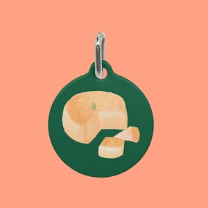 Cheddar Cheese Pet ID Tag: 1&quot; Metal Dog/Cat Collar Tag