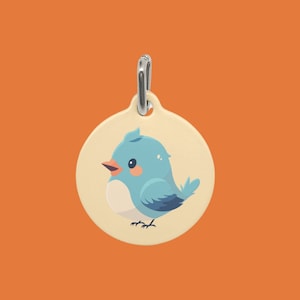Blue Bird Metal Pet ID Tag: Personalized Dog & Cat Collar