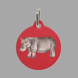 Metal Pet Id Tag with Ring, Hippo, Hippo Dog Id Tag, Hippo Cat Id Tag, Hippo Pet Id Tag with Ring, Hippo Dog Tag