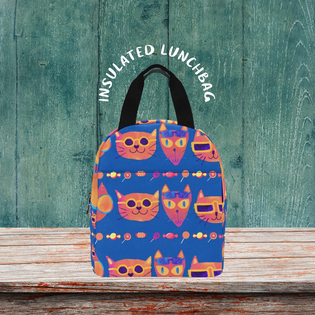 Insulated Zipper Lunch Bag Cat Lunch Bag Cute Cats Etsy