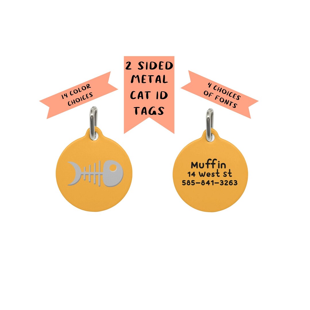 Cat ID Tag for Collar Cat Name Tag Custom Cute Cat ID Tag Etsy