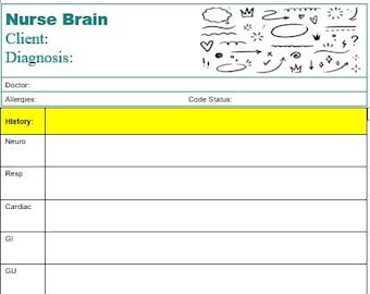 Hoja de informe de enfermería con doodle
