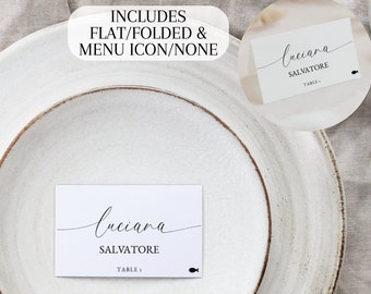 Name Card Template, Minimalist Place Card Template, Printable Name Cards, Wedding Place Card Template, Instant Download, MIN4